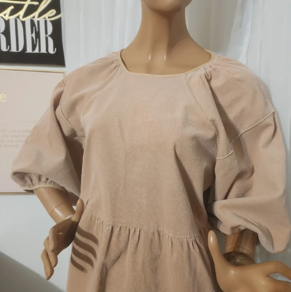 Everlane Blush Puff Sleeve Tiered Midi Sz M - Picture 5 of 14